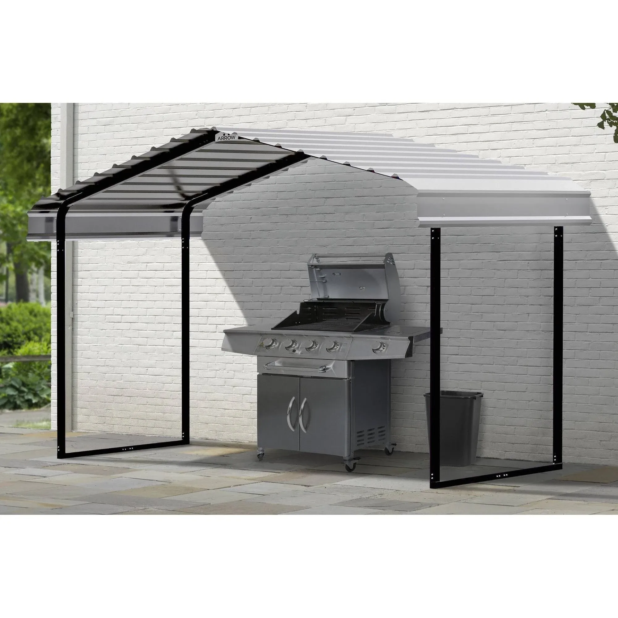 Arrow 12 x 6 x 7 ft Metal Canopy - 12.2 x 6.3 x 8.5 ft - Eggshell