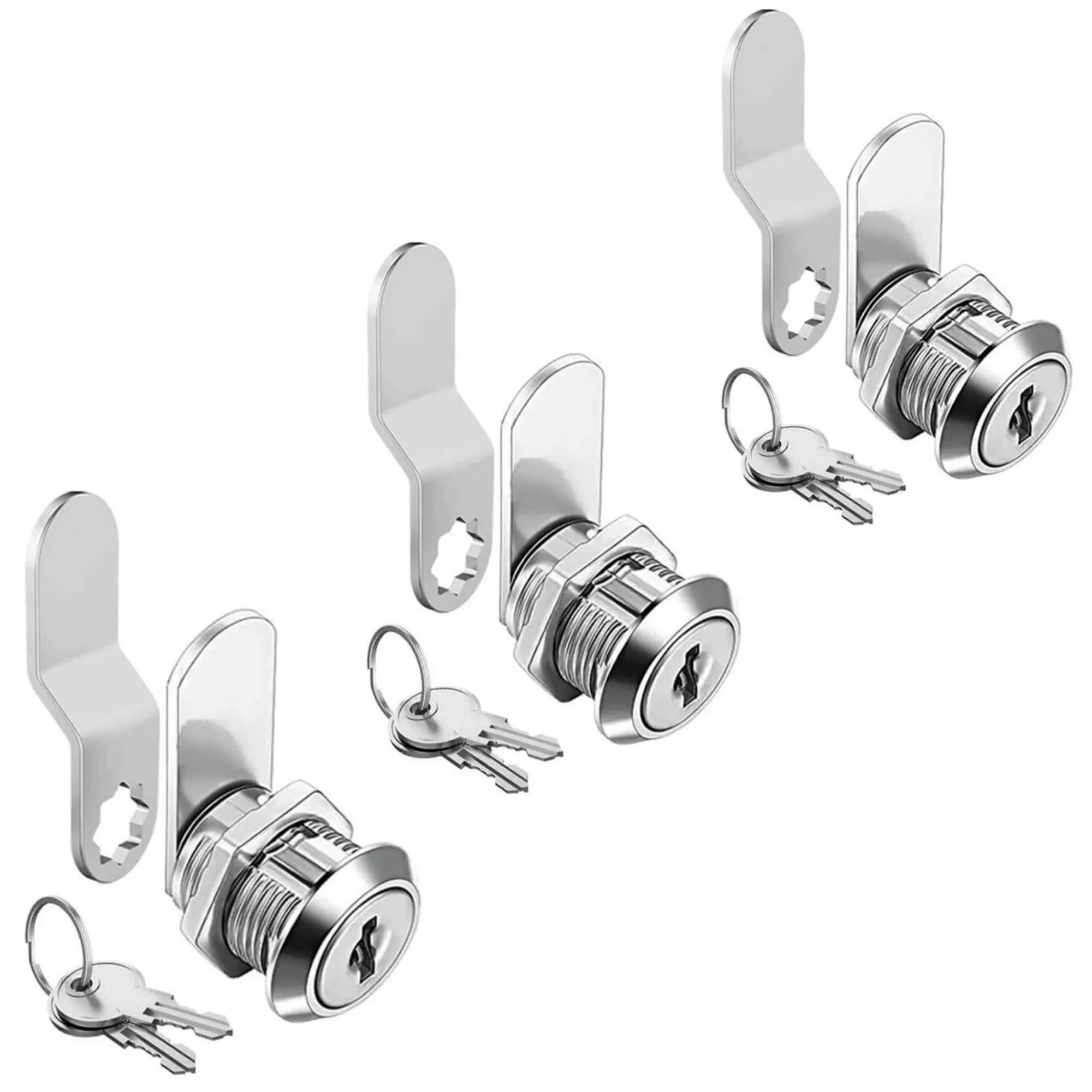 3 Pack Cabinet Locks with Keys, 5/8&#034; Cam Lock Keyed Alike, Secure Drawer Mailbox