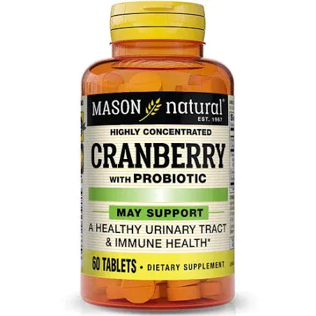 Mason Natural, Cranberry with Probiotic, Highly Concentrated, 60 Tablets