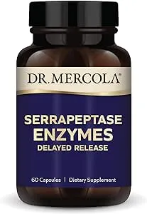 Dr. Mercola Serrapeptase Enzymes, 30 Servings (60 Capsules), Delayed Release, Dietary Supplement, Supports Healthy Cellular Function, Non-GMO