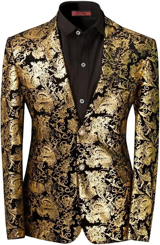 Cloudstyle Men's Dress Floral Suit Notched Lapel Slim Fit Stylish Blazer Dress Suit