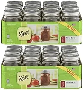 Mason Ball Jars 24 Jars with Lid - Regular Mouth - 16 oz by Jarden (24 Pack)