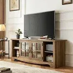 Linsy Home Modern Farmhouse TV Stand for TVS Up to 65 Inch,Home Entertainment Center with Storage Cabinet and Adjustable Shelves,Brown, Size: 15.4''D*