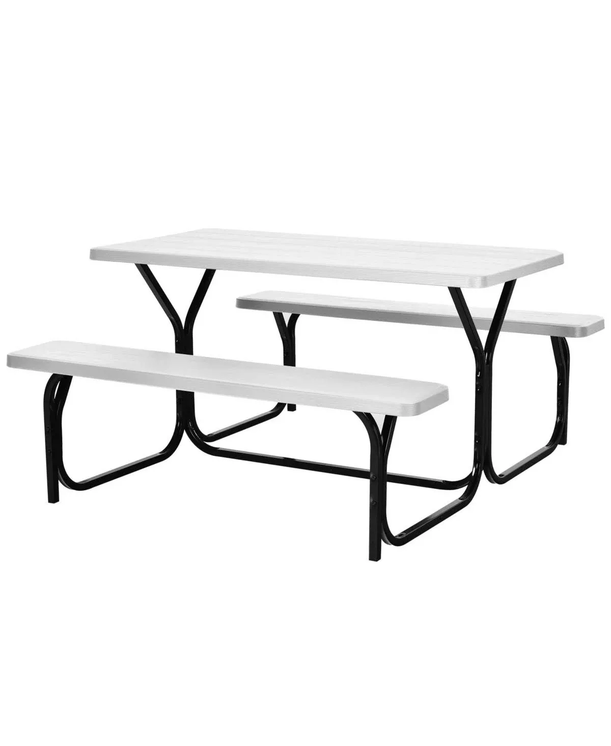 Patiojoy Outdoor Picnic Table Bench Set Patio Camping Table w/Steel Frame &amp;