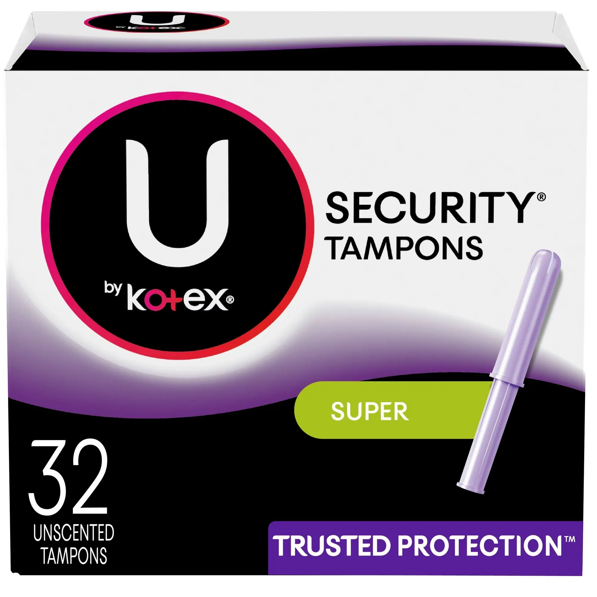 Kotex U Security Tampons, Super Absorbency, Unscented, 32 Count