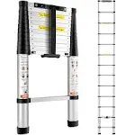 VEVOR 12.5ft Telescoping Ladder 375lbs Load Capacity Aluminum Telescopic Extension Ladder, Multi-Purpose Collapsible Ladder for Rvhome or Outdoor Work