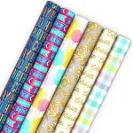 Hallmark Birthday Wrapping Paper Rolls for Wedding, Baby Shower, Easter, All Occasion - Flowers, Balloons, Pastel Plaid Gift Wrap Paper (Set of Assorted 6 Rolls: 180 sq. ft. ttl.)