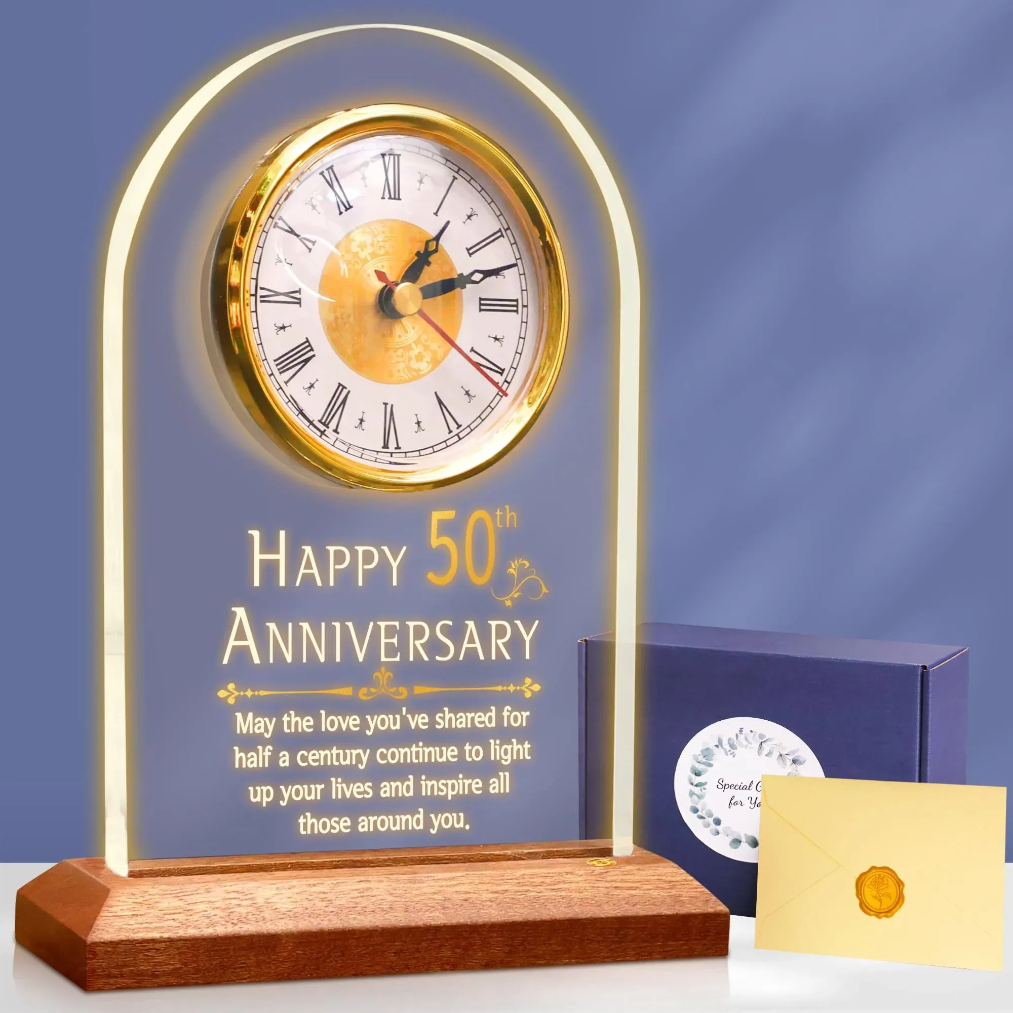 50th Anniversary Wedding Gift, Anniversary Quartz Clock, Desk Table Clock, 50...