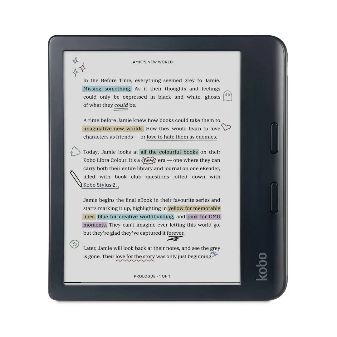 Kobo Libra Colour | eReader | 7” Glare-Free Colour E Ink Kaleido™ 3 Display | Dark Mode Option | Audiobooks | Waterproof | White