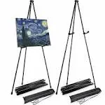 CertBuy 2 Pack Easel for Signs, 63 Inch Easels for Displaying Picture, Black Easel Stand for Display Wedding Sign &amp; Poster, Steel Folding Easel for