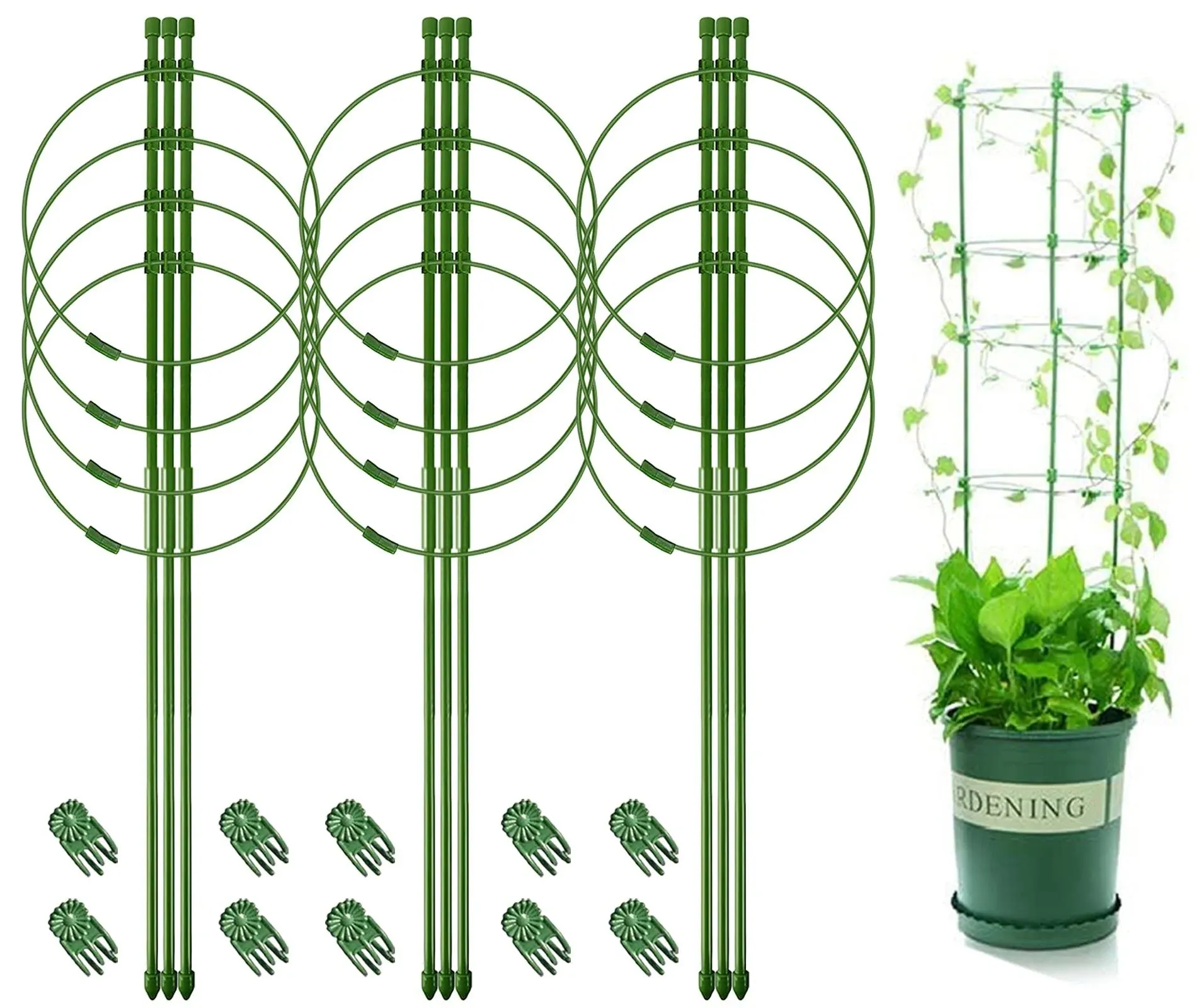 Legigo 4 Pack Plant Support Cages Tomato Cage for Garden- 36 Inches Adjustable Garden Cucumber Trellis Plant Stakes, Trellis Support Rings for Climbing Plants, Pots, Tomato Rings for Support