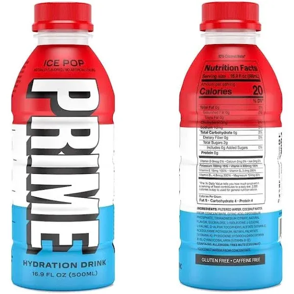 PRIME - Hydration Drink Electrolyte Beverage - Ice Pop - 2 Pack