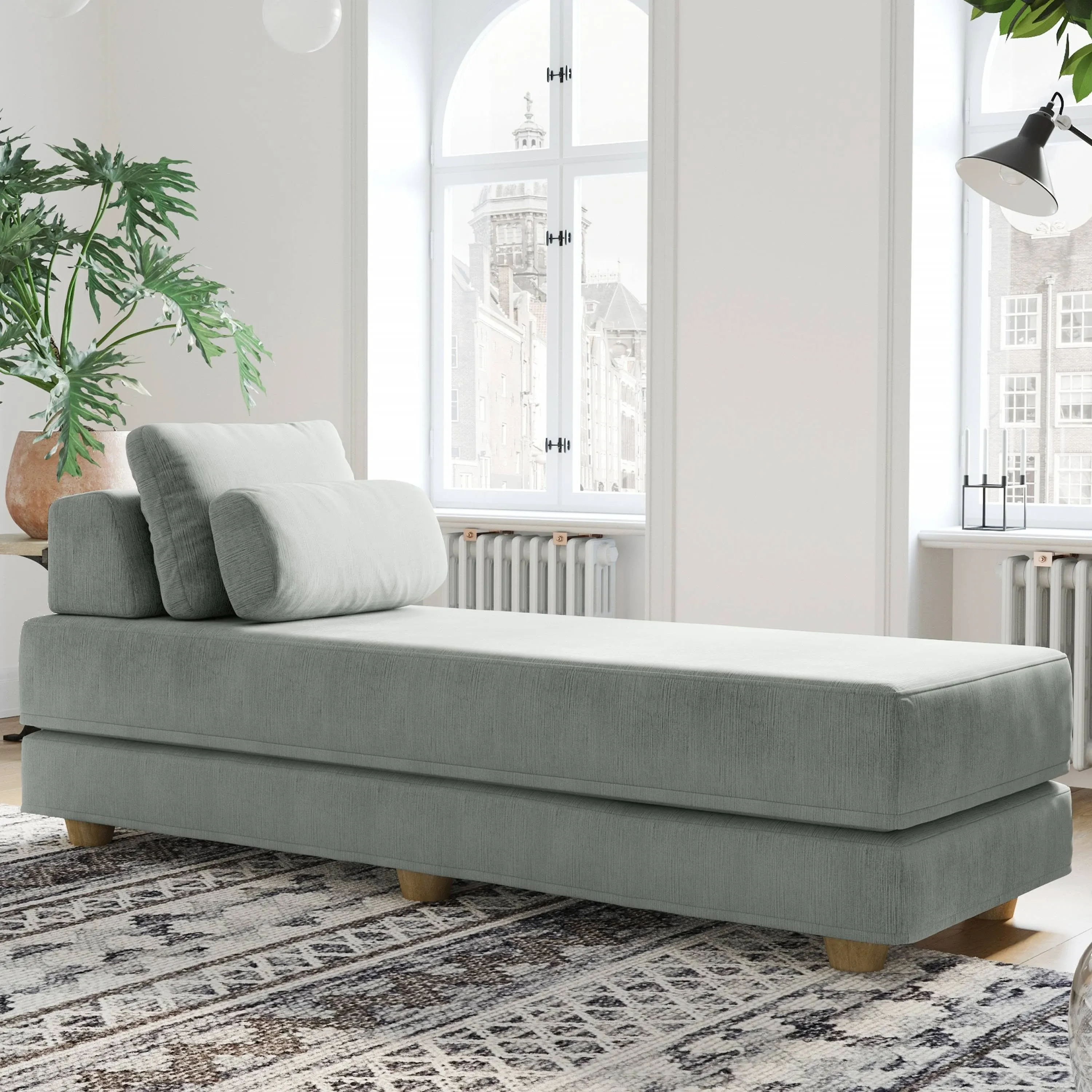 Jaxx Balshan Cushioned Micro-velvet Convertible Chaise Lounge Daybed