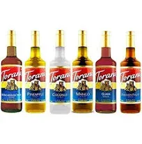 Torani Hawaiian Syrup Variety Pack of 6 - Macadamia Nut, Pineapple, Coconut, Mango, Guava & Passion Fruit (750 ml ea bottle)