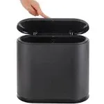 8 Liter Black Rectangular Plastic Trash Can Wastebasket with Press Type Lid,2.1 Gallon Slim Trash Bin,Narrow Trash Can Waste Bins for Bedroom, Bathroom, Office,Kitchen，Powder Room