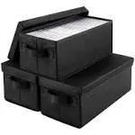 CD Storage Box Set of 3 DVD Storage Case 14.2 X 6.3 X 5.5 Inch CD Case Storage