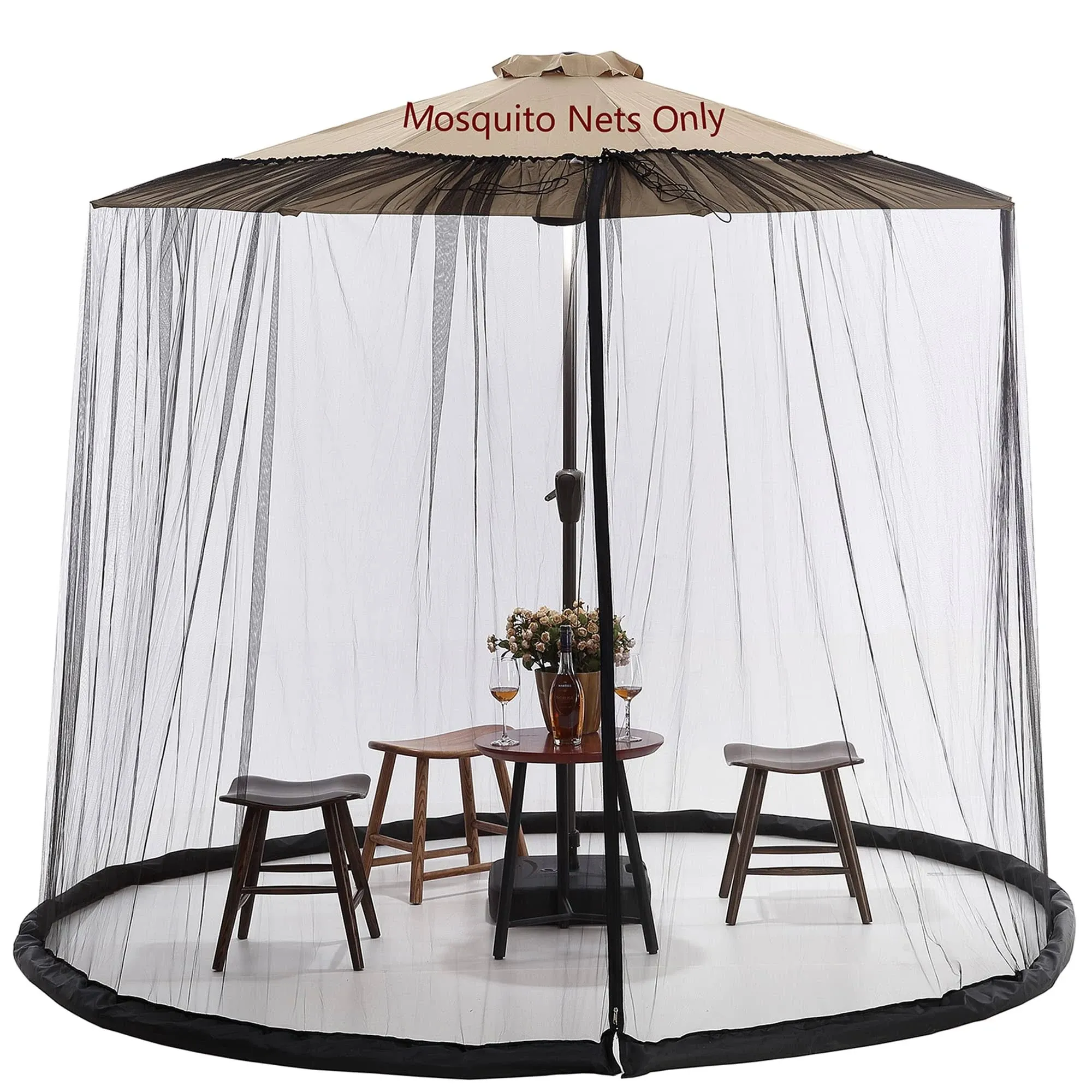 9/10 FT Mosquito Net For Patio Umbrella Outdoors Screen Polyester Hanging Tent(Mosquito Net Only)