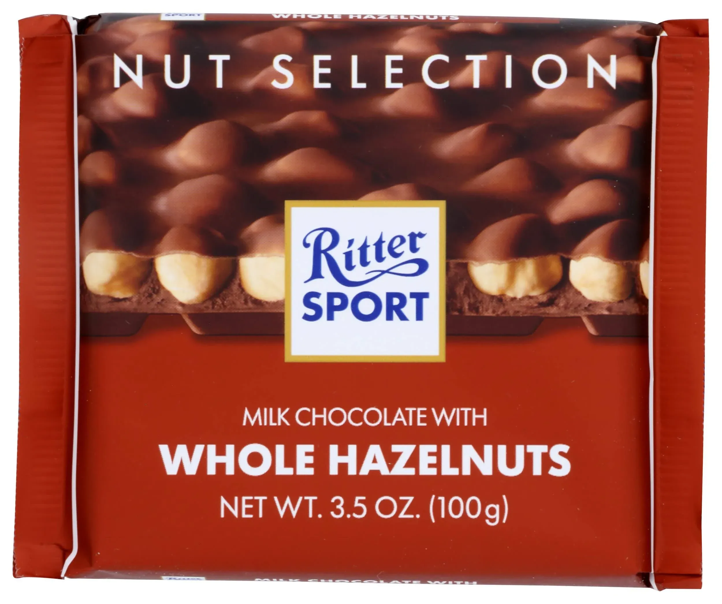 Ritter Sport Milk Chocolate With Whole Hazelnuts Bar, Natural, 3.5 Ounces (Pa...