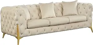 Meridian Kingdom Cream Velvet Sofa