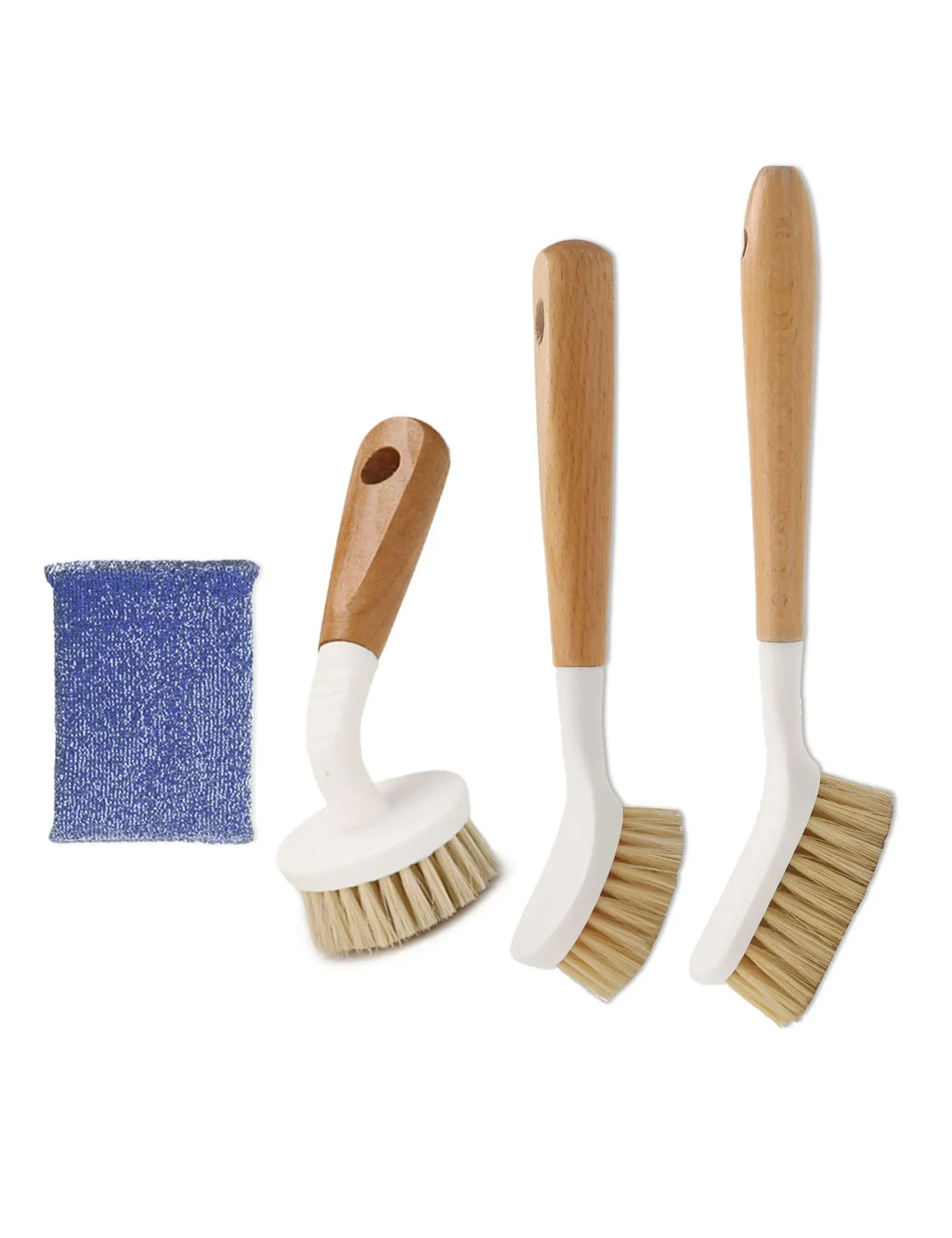 Ben Ben Goose Sisal Dish Cleaning Brush with Bamboo Handle Dish Scrubber, Scrub Brush for Pans, Pots, Dishwashing and Cleaning Brushes (Square Brush,