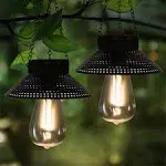 Pearlstar Solar Lantern Outdoor Hanging Light,2 Pack Waterproof Decorate Metal Solar Lamp With Warm White Edison Bulb Design For Garden Yard Patio