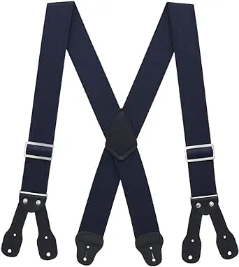 2-Inch Wide Low-Stretch Logger Suspenders - Industrial Button - 5 Colors & 4 Sizes Including Big & Tall