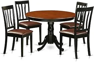 5  Pc  set  with  a  Round  Dinette  Table  and  4  Leather  Dinette  Chairs  in  Black