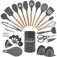 Kitchen Cooking Utensils Set - 38 Pcs Non-Stick Silicone Spatula Set with Holder