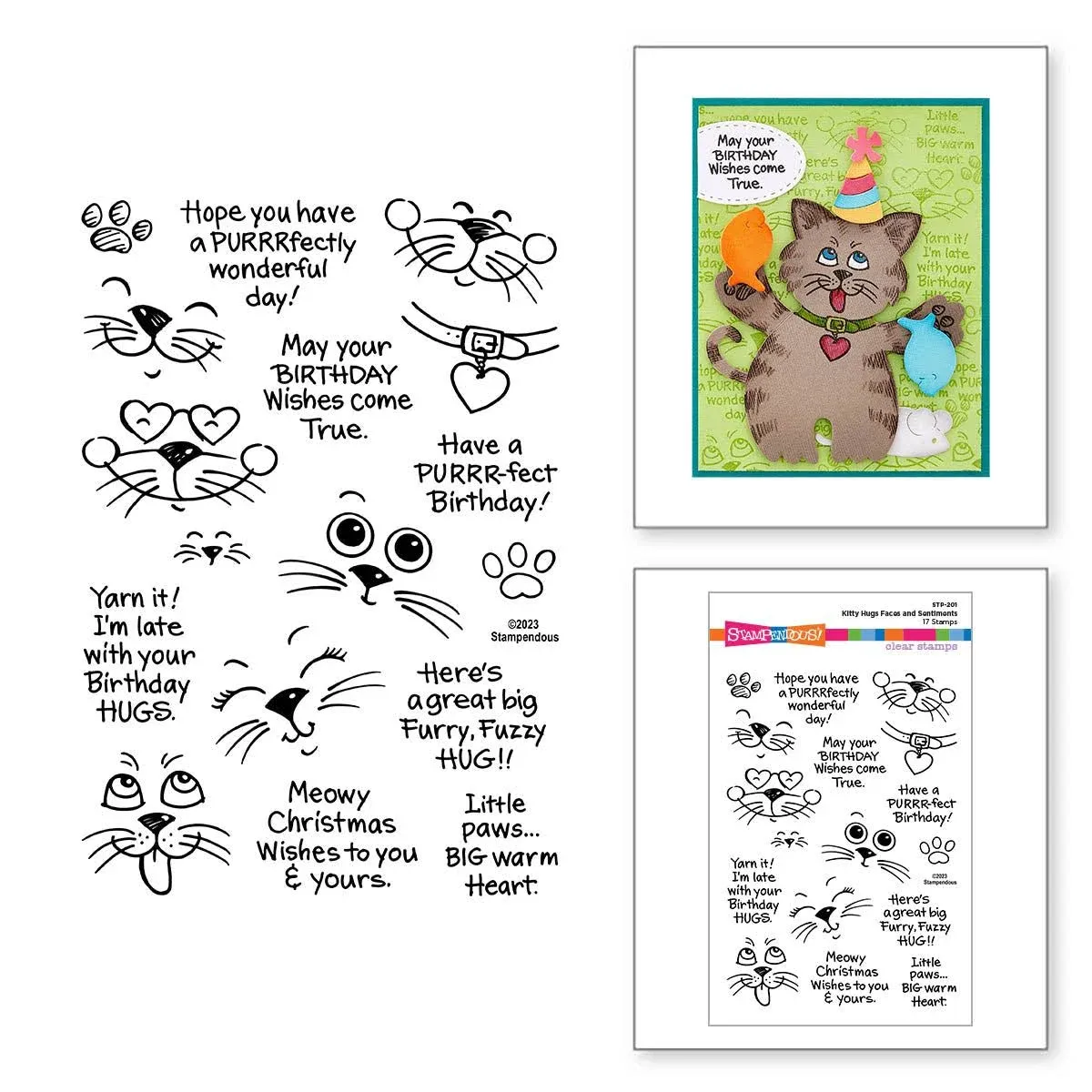 Stampendous Clear Stamps-Kitty Hugs Faces And Sentiments STP201 on OnBuy