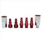 Milton S-307MKIT ColorFit M Style Coupler And Plug Kit 1/4&#034; NPT 7 Pieces, Red