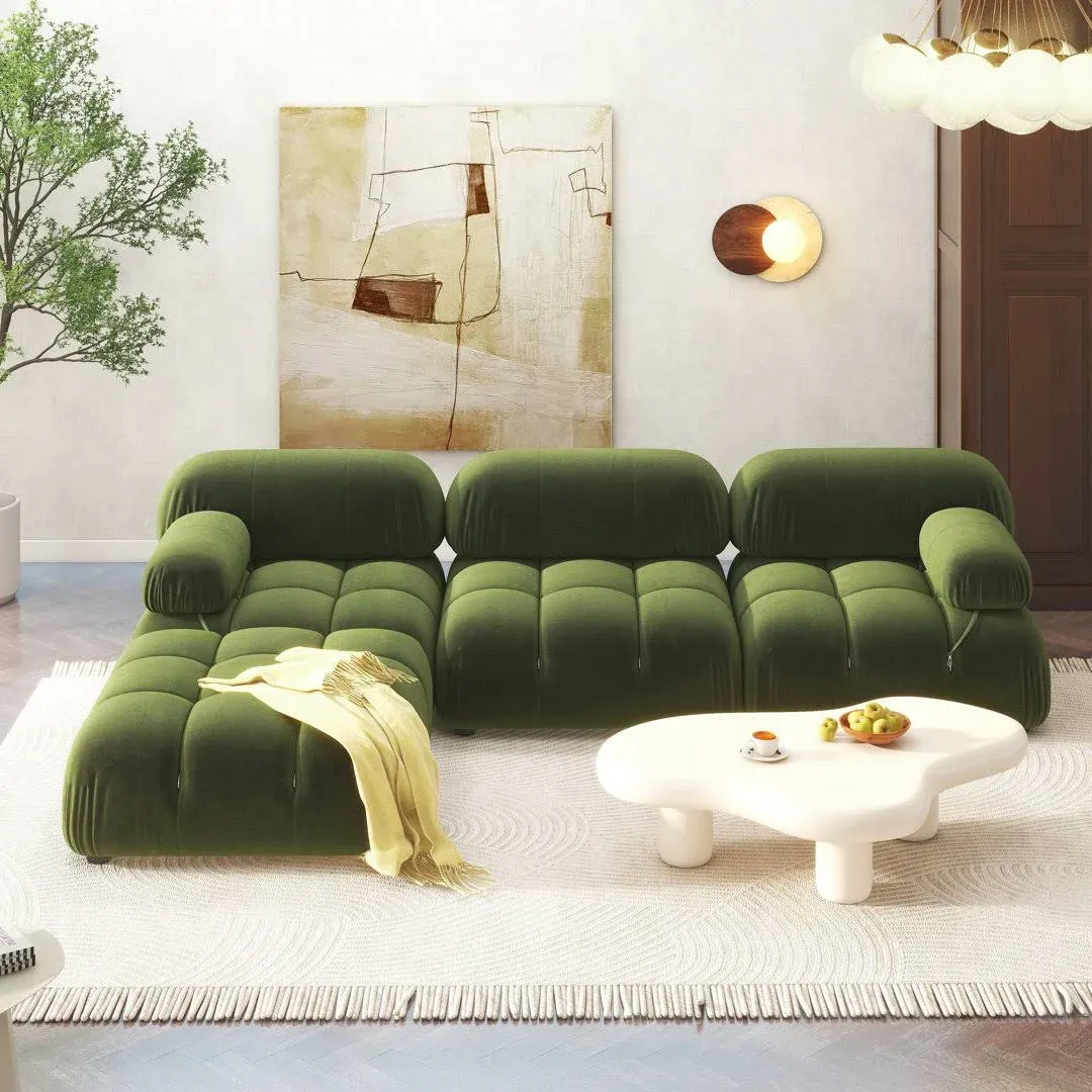 Sigma Upholstered Sofa AllModern Size: 27.5" H x 72.5" W x 36" D Fabric: Olive Green Velvet, Seating Capacity: 2