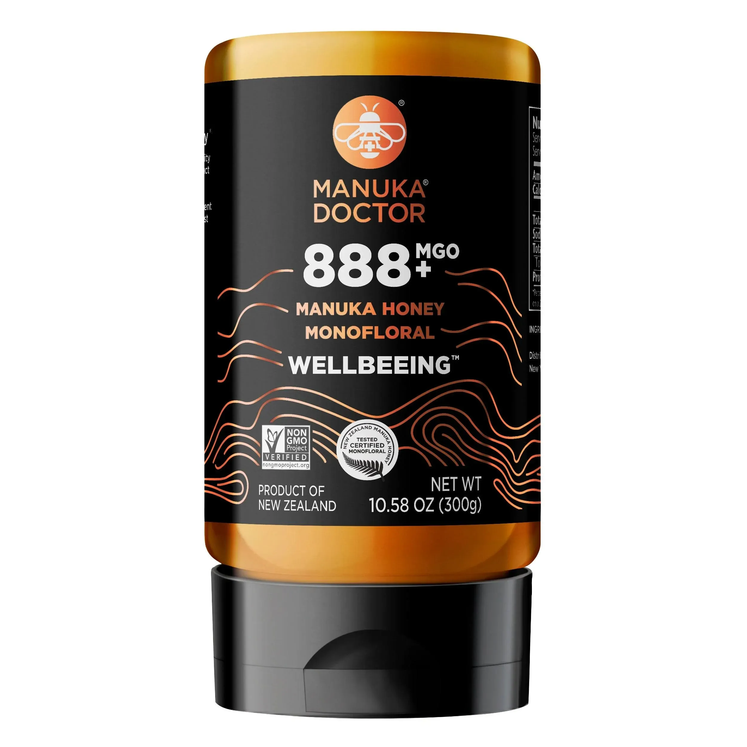 MANUKA DOCTOR - MGO 888+ SQUEEZY Manuka Honey Monofloral, 100% Pure New Zealand Honey. Certified. Guaranteed. RAW. Non-GMO (10.58 oz)