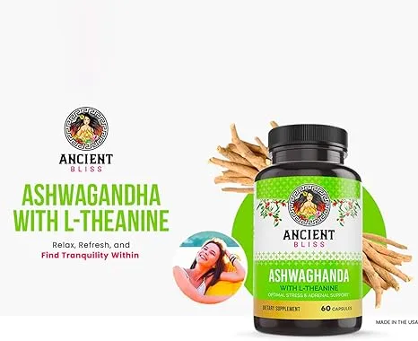 Ancient Bliss Ashwagandha with L-Theanine & Black Pepper Extract Capsules