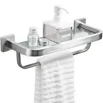 Bathroom Lavatory Glass Shelf with Towel Bar and Rail Wall Mount with Screws Tow