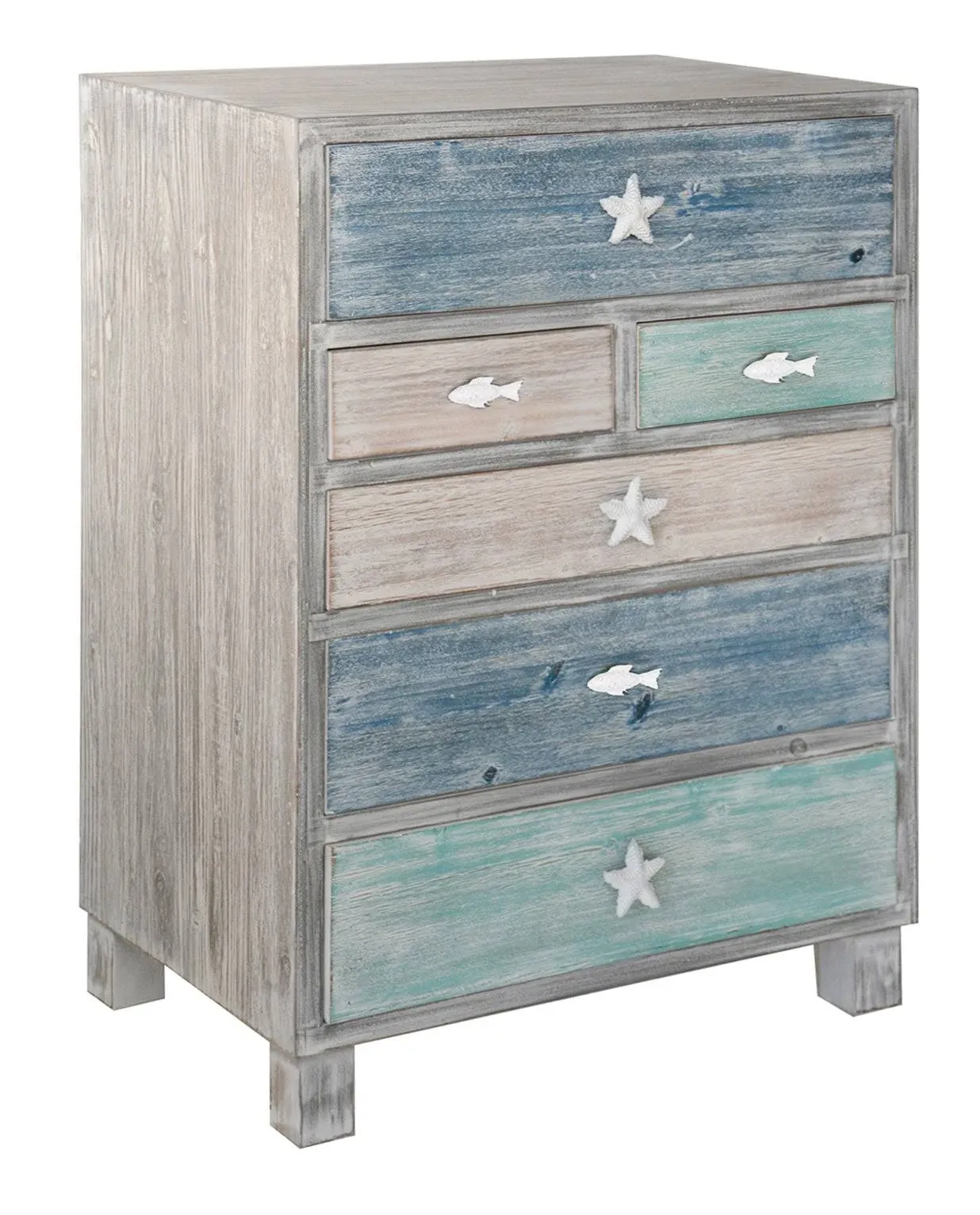 Crestview Collection Key West Grey Driftwood Nautical Drawer Chest