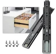 AOLISHENG 1 Pair Soft Close Drawer Slides 12 14 16 18 20 22 24 Inch 100 lb Load Capacity Side Mount Full Extension Ball Bearing Self Slow Closing Rail Cabinet Metal Runner Dresser Glide Track Black