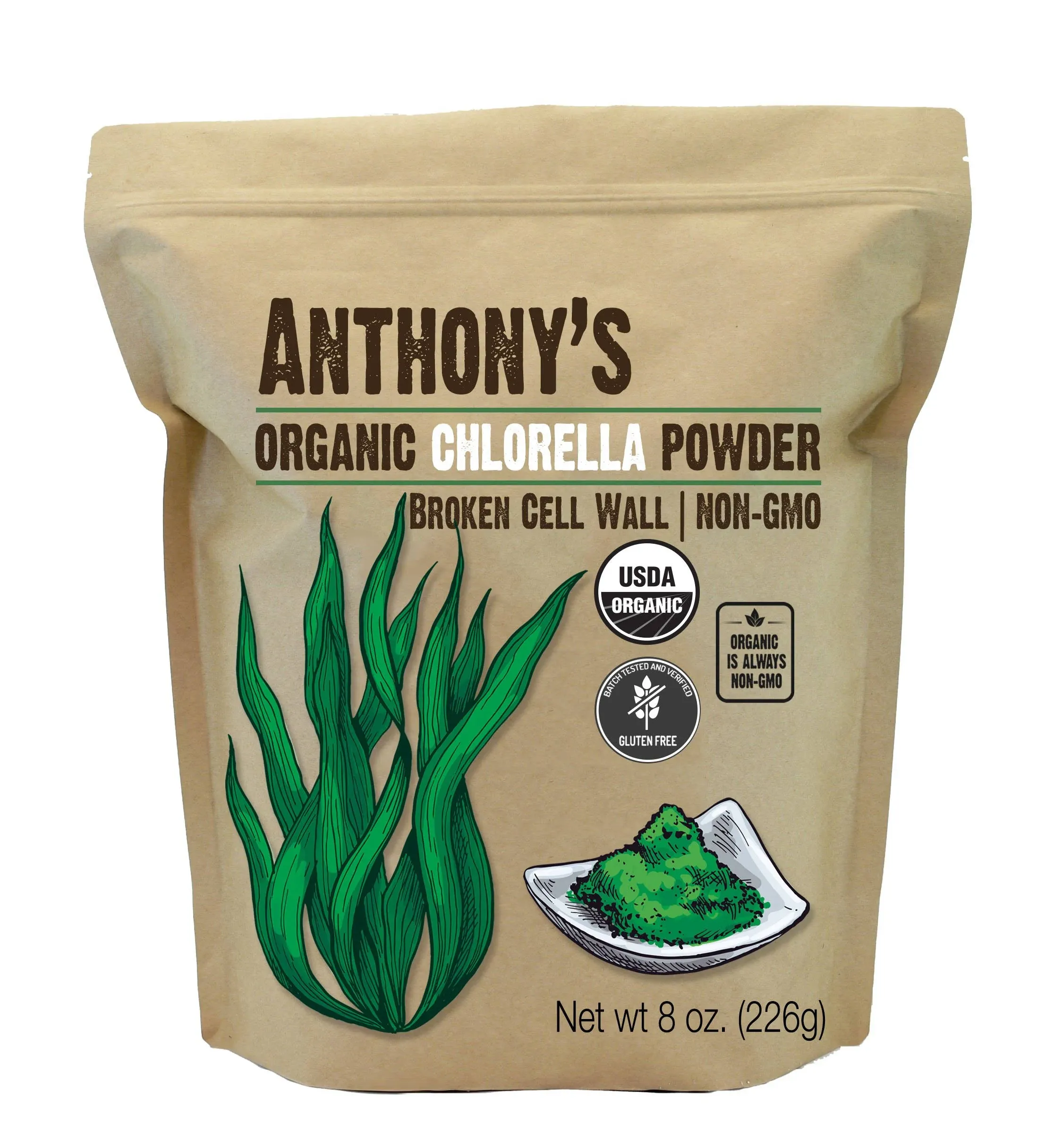 Anthony's Organic Chlorella Powder, 8 oz, Non GMO, Gluten Free, Broken Cell Wall