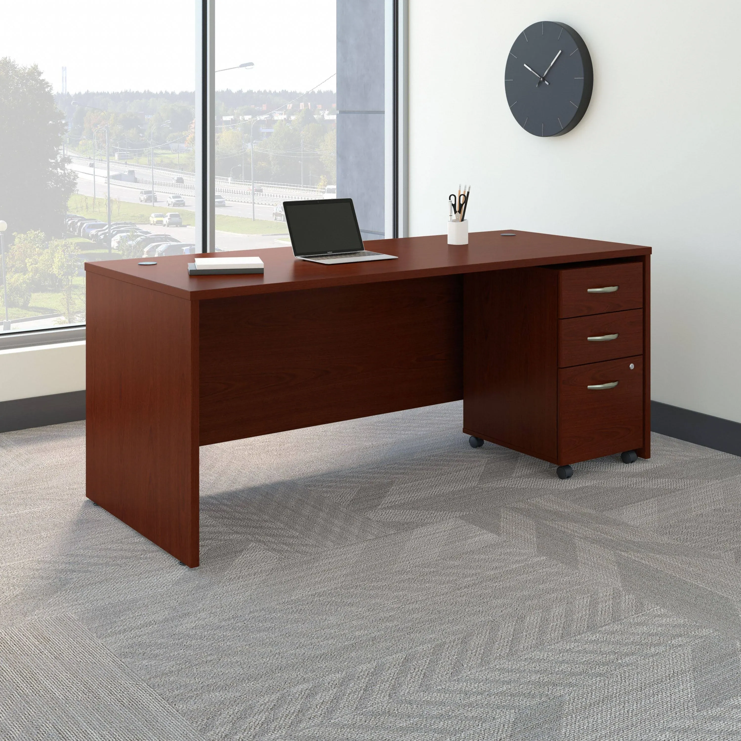 Bush Business Furniture Series C 72W x 30D Office Desk with Mobile File Cabinet ...