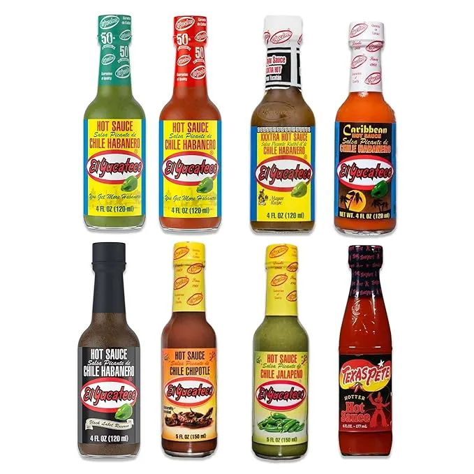 El Yucateco Hot Sauce Variety Pack of 8 Bottles- 7 Flavors of El Yucateco and 1