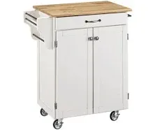 Homestyles Cuisine Cart Natural Wood/White Kitchen Cart