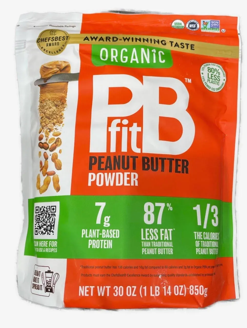 Organic PB Fit Peanut Butter Powder 30 OZ, 1.88 Pound (Pack of 1)