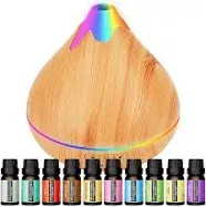 Essential Oil Diffusers for Home with Top 10 Oil Diffuser Gift Sets, 550ml Aroma Diffuser for Essential Oils Large Room, Ultrasonic Cool Mist Diffuser Auto Shut-Off 4 Timers 15 Colors (Yellow)