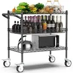 Heavy Duty 3 Tier Rolling Utility Cart,NSF Certified 990lbs Capacity Rolling Carts with Wheels,Commercial Grade Metal Cart - Chrome