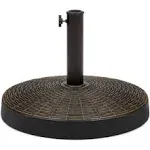 Best Choice Products 55lb Outdoor Patio Umbrella Stand Resin Round Umbrella Base w/Wicker Design, Antique Bronze Finish