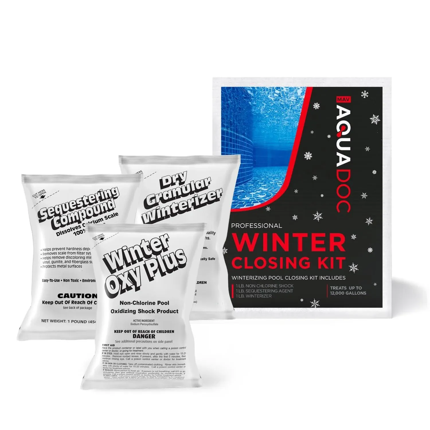 Winter Closing Kit - Winterizing for Above Ground & In-Ground Pools up to 12,000 Gallons: Protect Your at The end of Season with Our 3-in-one Maintenance