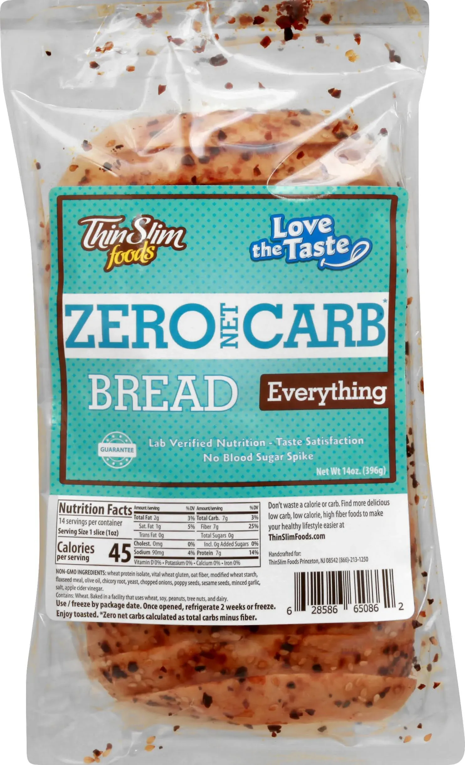 Thin Slim Foods Bread, Zero Carb, Everything - 14 oz