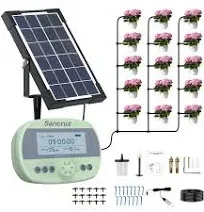 Solar Automatic Drip Irrigation System Kit, 15-Pot Automatic Watering System for Plants, Solar Drip Irrigation System for Garden with LCD Display Water Timer, Easy DIY for Indoor/Outdoor Potted Plants