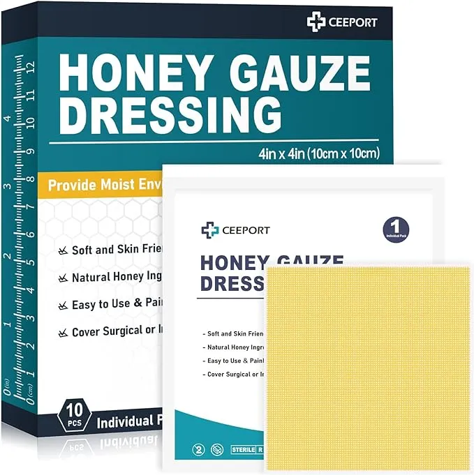 Ceeport Honey Gauze Wound Dressing 4 inch x 4 inch Manuka Honey Wound Care