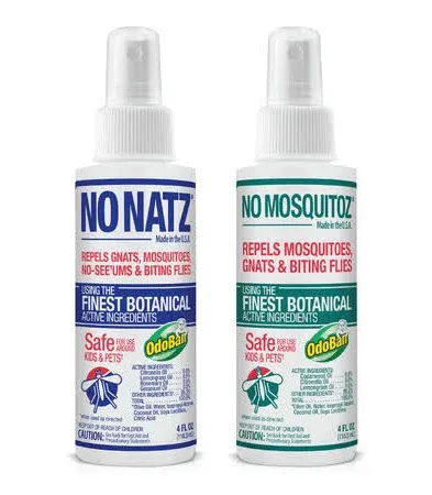 No Natz and No Mosquitoz Botanical Bug Repellant, Effective for Gnat, Mosquito, and Biting Flies, Hand-Crafted and DEET-Free, Non-Greasy Formula, 4 Ounce Spray Bottle, 2-Pack