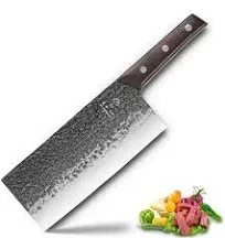 SHI BA ZI ZUO 8 Inch Forged Professional Chef Cleaver Vegetable Knife High Carbon Steel with Sturdy Rosewood Handle for Daily Basis